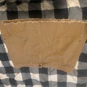 Tan Frayed Hem Tube Top